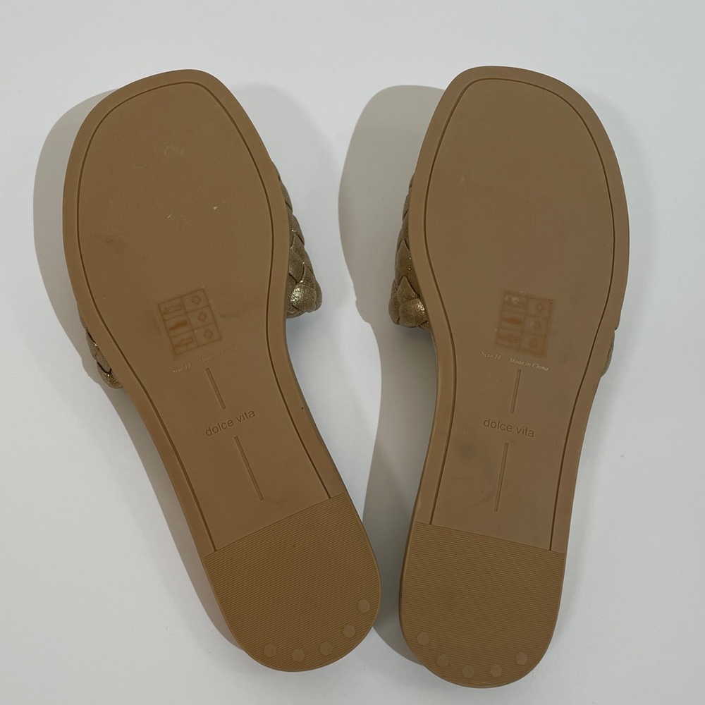 Dolce Vita Grazie Sandals Slides Metallic Gold Size 10 - Picture 6 of 8